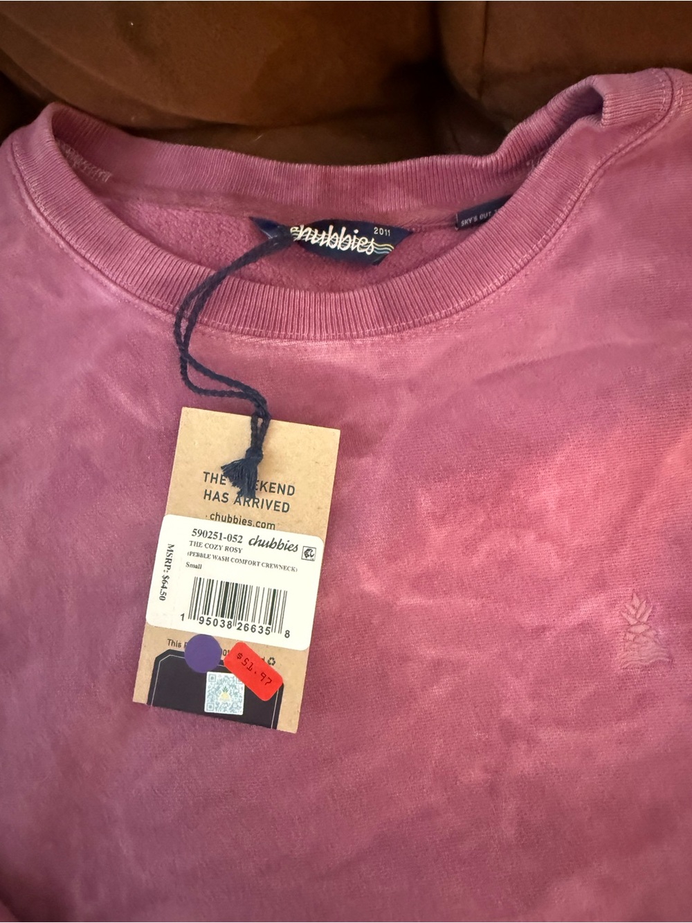 chubbies Washed Pink Crewneck Sweatshirt - Picture 3 of 4